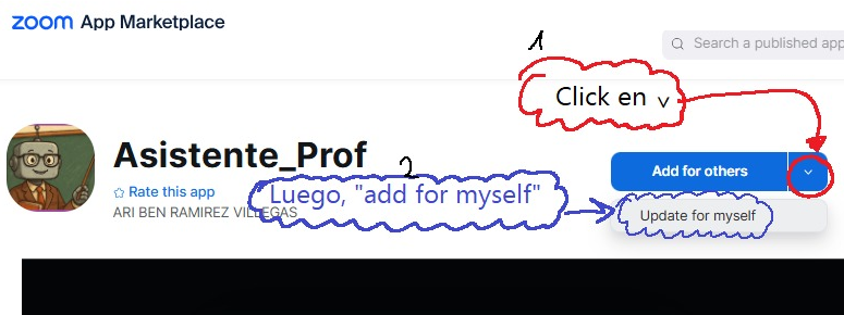 Botón para añadir Asistente_Prof a tu cuenta de Zoom